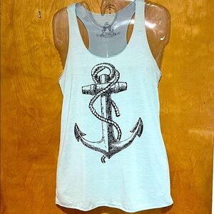 Bear Dance Women’s White Anchor Tank Top Sz.M